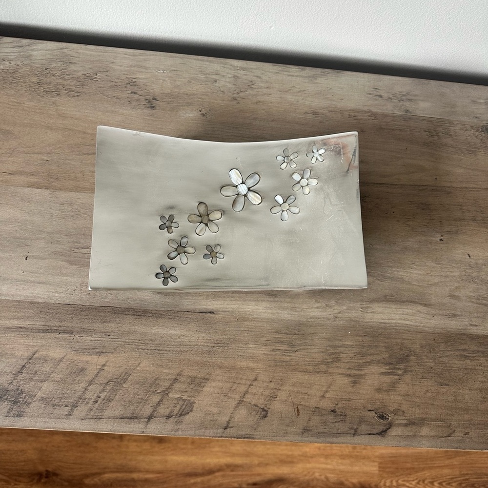 Y2K Decorative Gray Flower Vanity Tray